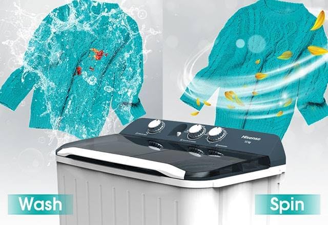 LAVADORA SEMIAUTOMÁTICA DOBLE TINA HISENSE 13KG.