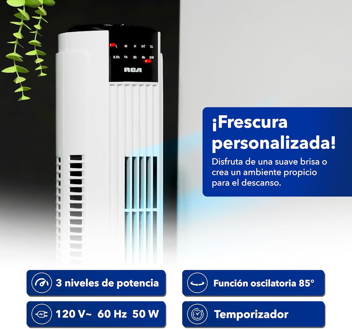 VENTILADOR DE TORRE RCA 3 VELOCIDADES
