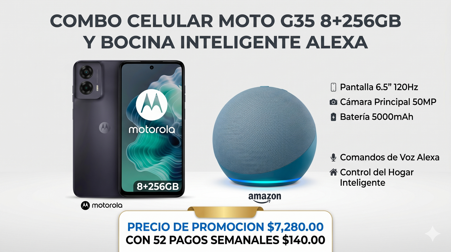 COMBO MOTO G35 8+256GB Y BOCINA INTELIGENTE ALEXA🔥
