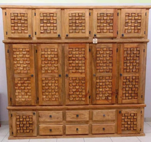 ROPERO DE MADERA DE 3 PIEZAS CON 5 PUERTAS