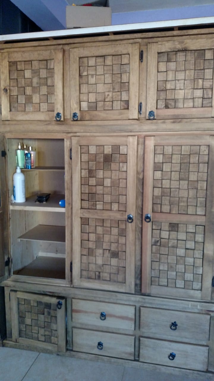 ROPERO DE MADERA 3 PIEZAS CON 3 PUERTAS ✨PAGO SEMANAL $165✨