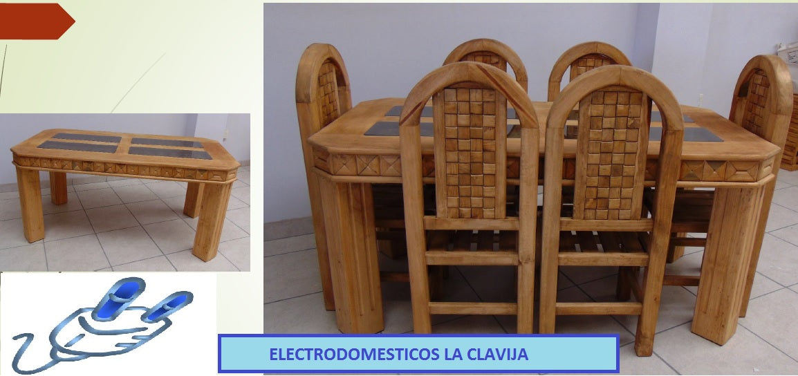 PAQUETE DE 6 SILLAS DE MADERA EN ACABADO RUSTICO ** NO INCLUYE COMEDOR*** ✨PAGO SEMANAL $95✨