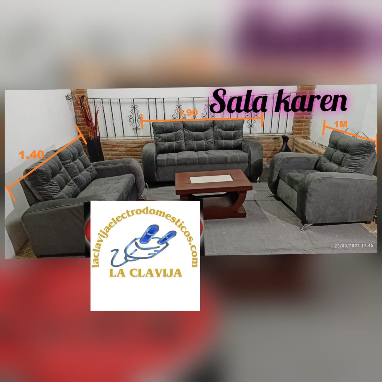 SALA DEPARTAMENTAL KAREN 3 PIEZAS ✨PAGO SEMANAL $360✨