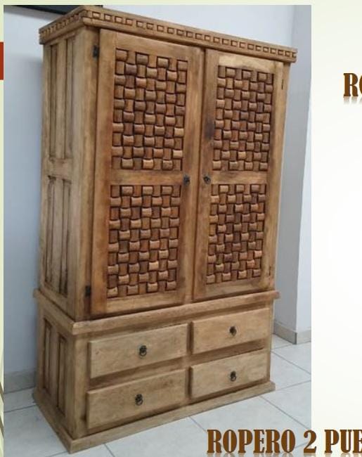 ROPERO DE MADERA 2 PUERTAS ACABADO RUSTICO
