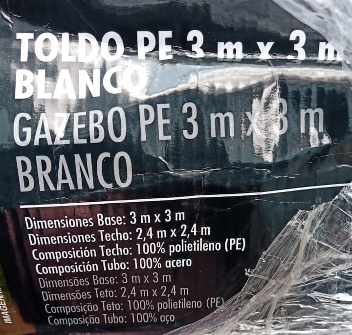 TOLDO DE 3X3 MTS EN COLOR BLANCO