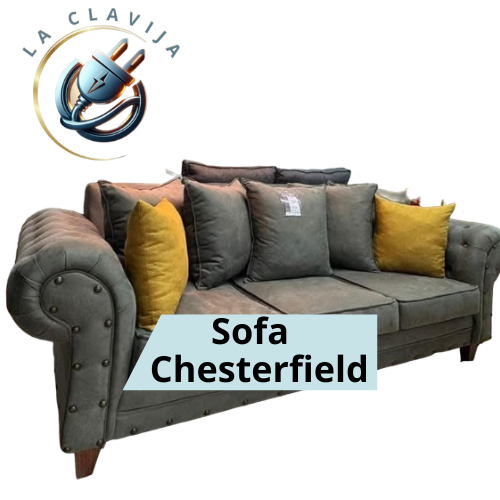 SOFA CHESTERFIELD CAPITONADO CON COJINES