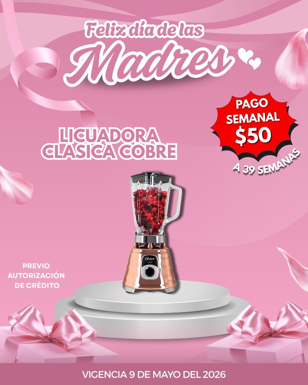 LICUADORA OSTER CLASICA 3 Vel Rosa Cobre ✨PAGO SEMANAL $55✨
