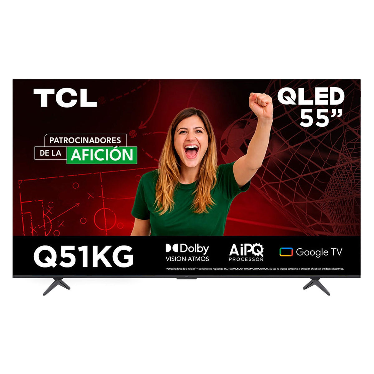 Pantalla TCL 55 Pulgadas Vista en Ángulo con Base