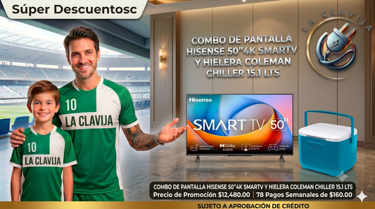 COMBO PANTALLA HISENSE 50" SMARTV Y HIELERA COLEMAN CHILLER 15.1 LTS