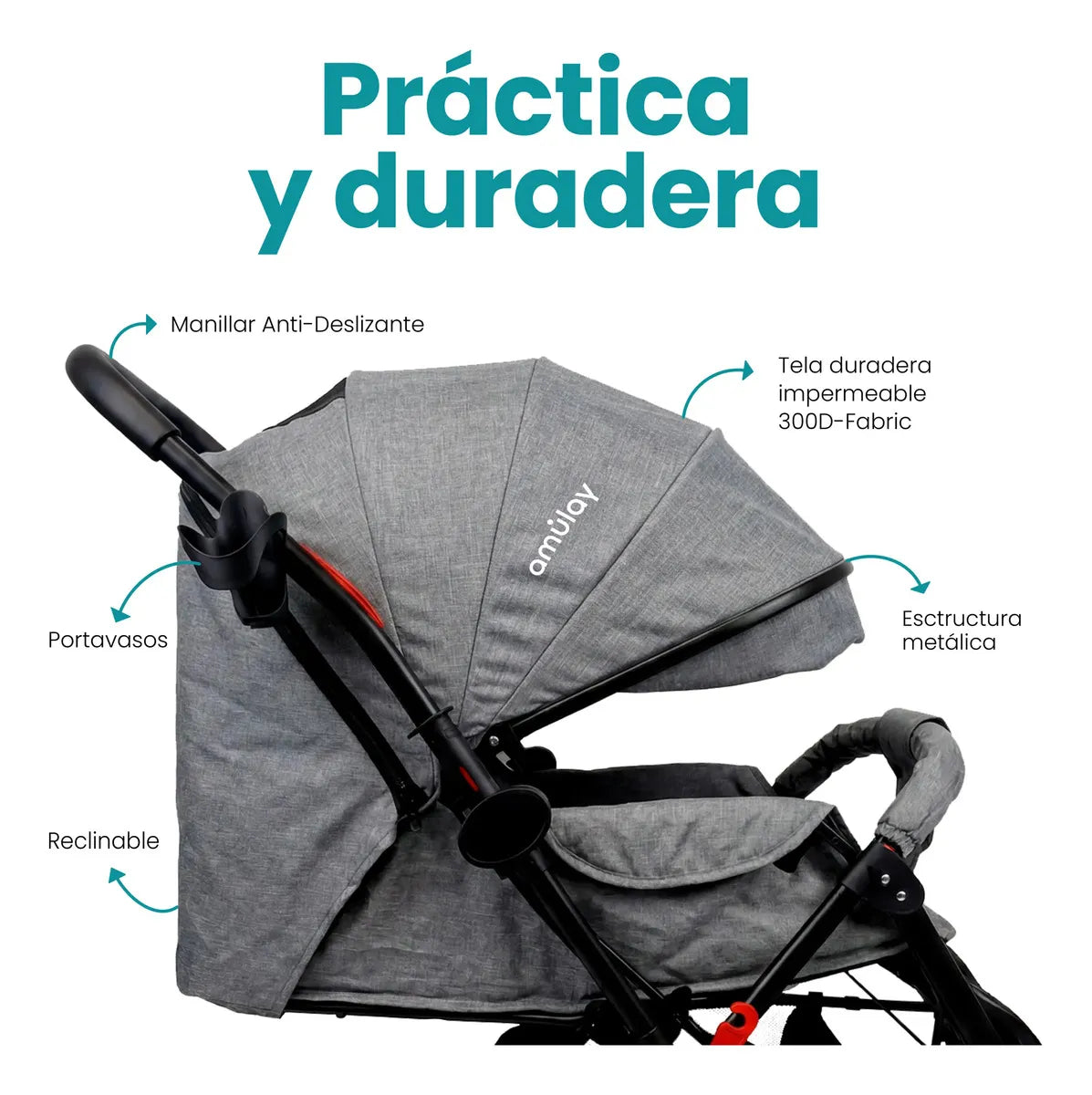 Carriola Amulay Reversible Plegable Con Sombrilla Ajustable ✨PAGO SEMANAL $75✨