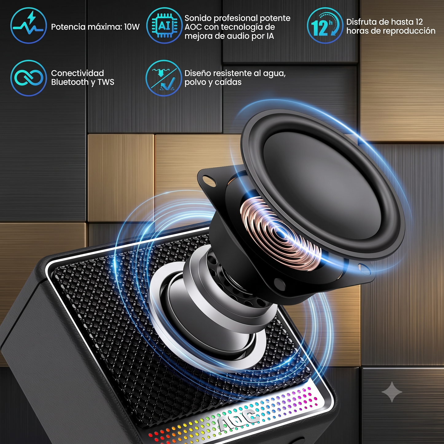BOCINA AOC Bluetooth Portatil 10W  ✨PAGO SEMANAL $30✨