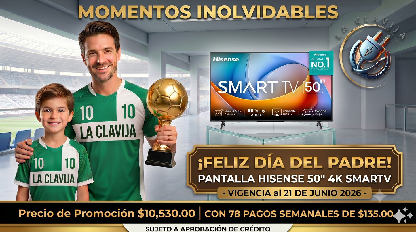 PANTALLA HISENSE 50"4K SMARTV 🔥PAGO SEMANAL $165🔥