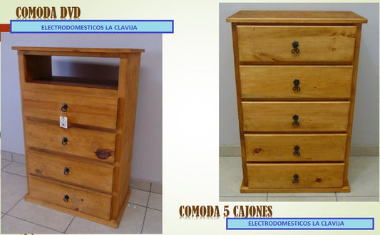 MUEBLE CÓMODA DE 5 CAJONES EN ACABADO RUSTICO ✨PAGO SEMANAL $100✨