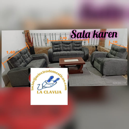 SALA DEPARTAMENTAL KAREN 3 PIEZAS ✨PAGO SEMANAL $360✨