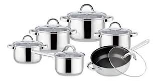 Batería De Cocina Kaiserhoff 12 Piezas Acero Inoxidable ✨PAGO SEMANAL $85✨