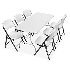 MESA PLEGABLE 1.80MTS CON 6 SILLAS DE PLÁSTICO ✨PAGO SEMANAL $115✨