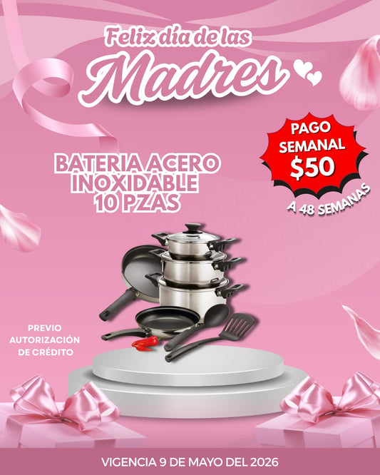 BATERIA TRAMONTINA ACERO INOXIDABLE 10 PIEZAS *PAGO SEMANAL $60*