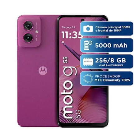 MOTOROLA MOTO G55 8+256GB ROSA ✨PAGO SEMANAL $130✨