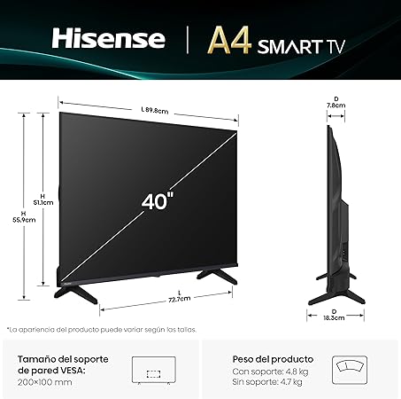 PANTALLA HISENSE 40" LED SMARTV 🔥PAGO SEMANAL $125✨🚛